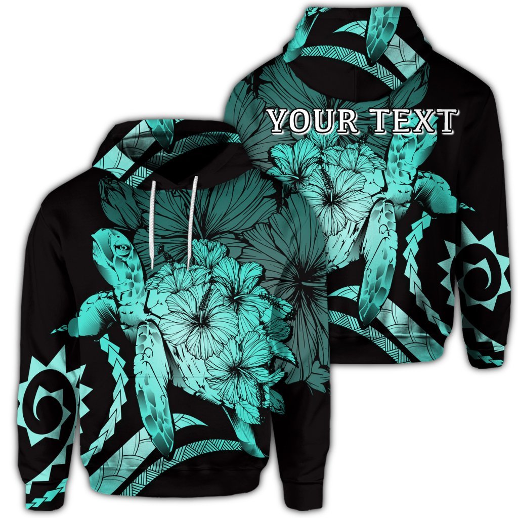 Custom Hawaiian Hawaii Turtle Hibiscus Polynesian Vintage Hoodie Turquoise Unisex Art - Polynesian Pride