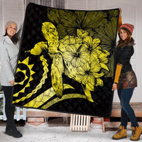 Hawaiian - Hawaii Turtle Hibiscus Polynesian Vintage Premium Quilts - Yellow - AH - Polynesian Pride