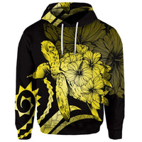 Custom Hawaiian Hawaii Turtle Hibiscus Polynesian Vintage Hoodie Yellow - Polynesian Pride
