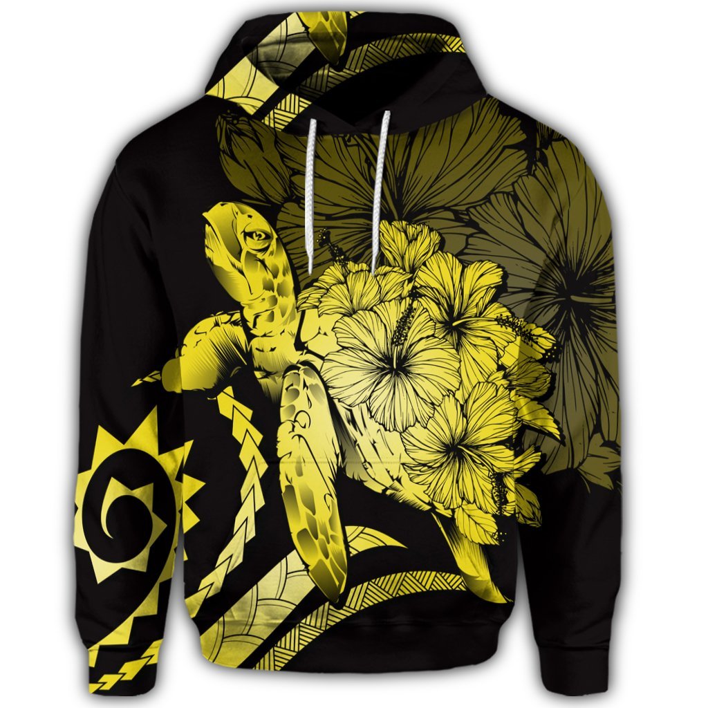 Hawaiian Hoodie Hawaiian Turtle Hibiscus Polynesian Vintage Hoodie Yellow - Polynesian Pride