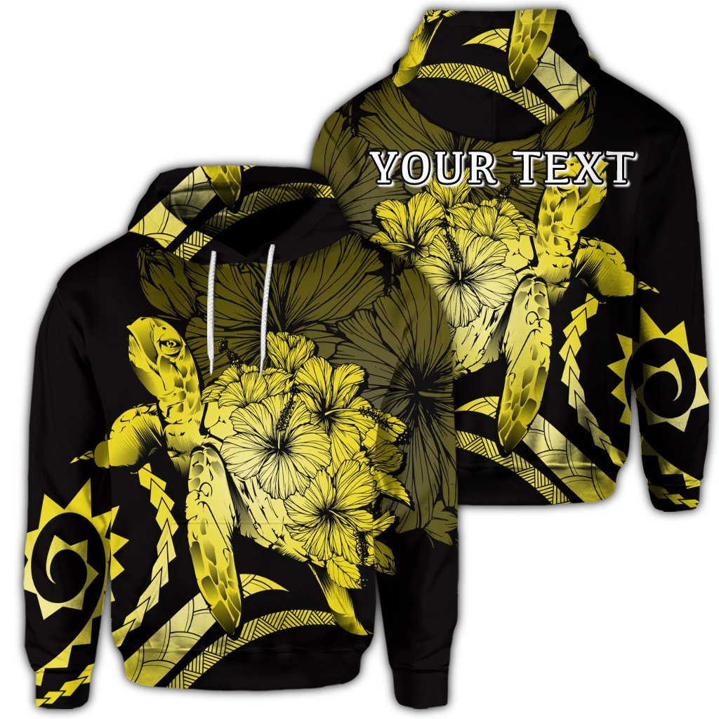 Custom Hawaiian Hawaii Turtle Hibiscus Polynesian Vintage Hoodie Yellow Unisex Art - Polynesian Pride