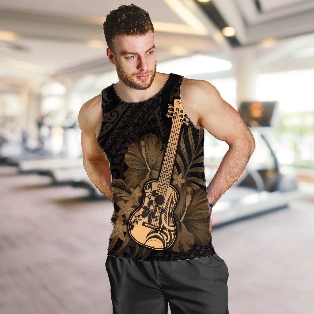Hawaiian - Hawaii Ukulele Flower Tank Top - Gold - AH - Polynesian Pride