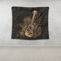 Hawaiian - Hawaii Ukulele Flower Tapestry - Gold - AH - Polynesian Pride