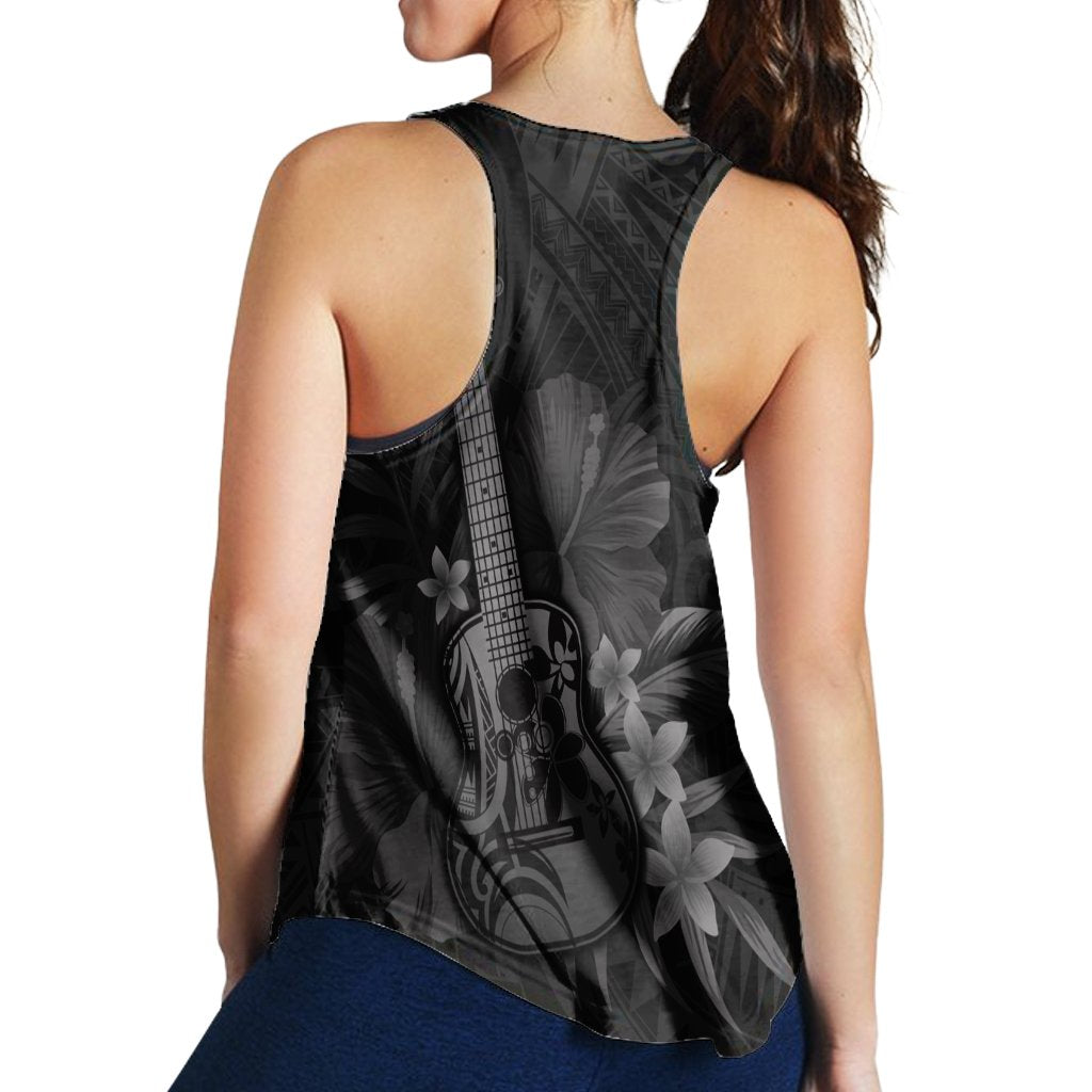 Hawaiian - Hawaii Ukulele Flower Racerback Tank - Gray - AH - Polynesian Pride