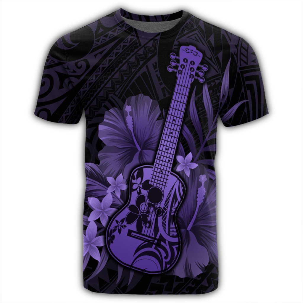 Hawaiian Hawaii Ukulele Flower T Shirt Purple - Polynesian Pride