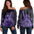 Hawaiian - Hawaii Ukulele Flower Women's Off Shoulder Sweater - Purple - AH Black - Polynesian Pride