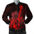 Hawaiian - Hawaii Ukulele Flower Bomber Jacket - Red - AH Black Unisex - Polynesian Pride