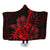 Hawaiian - Hawaii Ukulele Flower Hooded Blanket - Red - AH Hooded Blanket White - Polynesian Pride