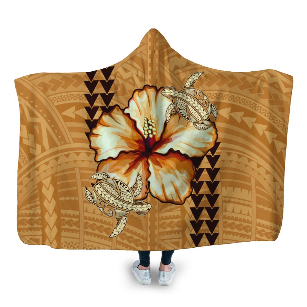 Hawaiian Vintage Hibiscus Hooded Blanket AH Hooded Blanket White - Polynesian Pride