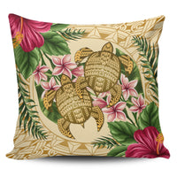 hawaiiPillow Case - Turtle Strong Pattern Hibiscus Plumeria AH One Style Zippered Pillow Case 18"x18"(Twin Sides) Black - Polynesian Pride
