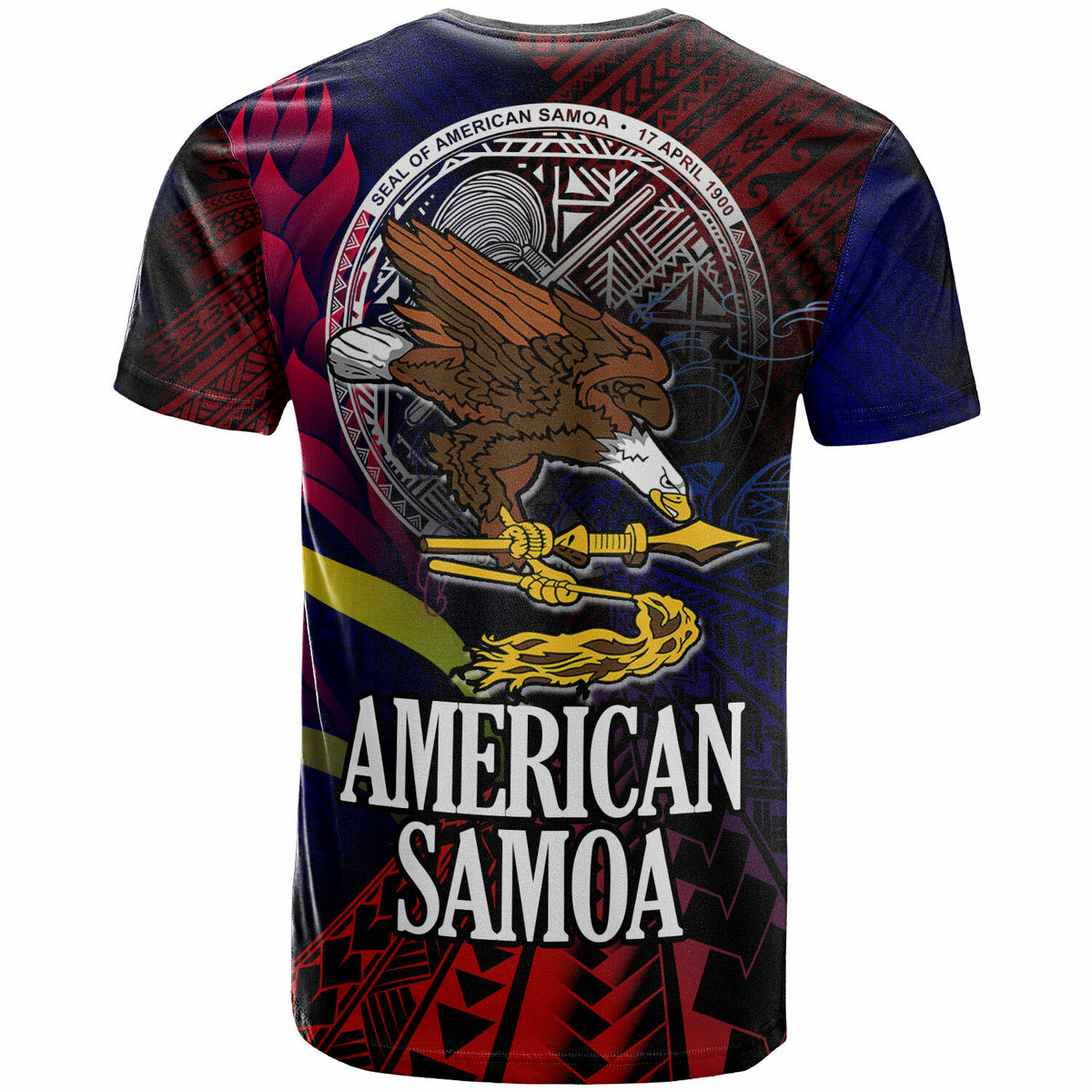 American Samoa T Shirt Custom Seal of American Samoa Gradient Color Style LT10 - Polynesian Pride