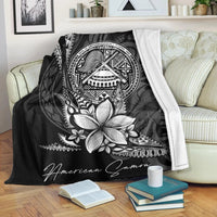 American Samoa Premium Blanket - Fish With Plumeria Flowers Style White - Polynesian Pride