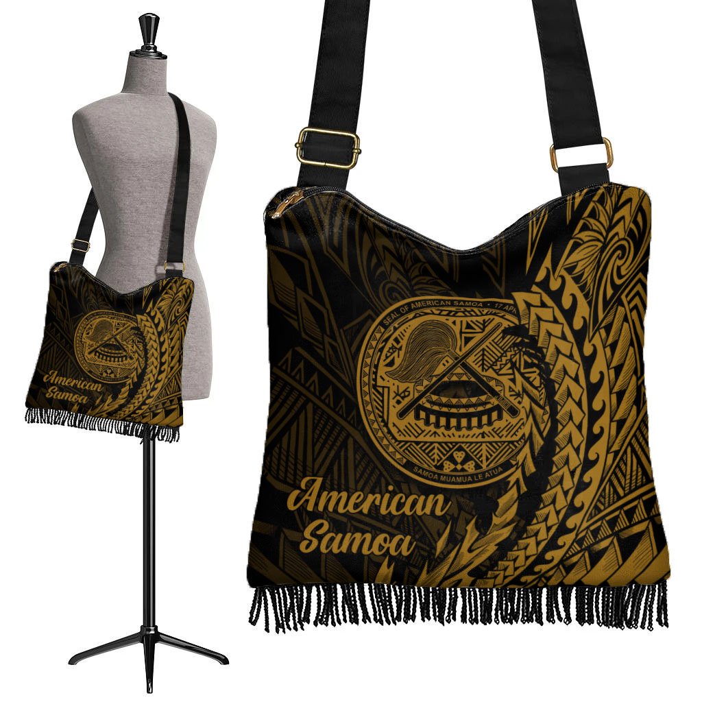 American Samoa Boho Handbag - Wings Style One Size Boho Handbag Black - Polynesian Pride