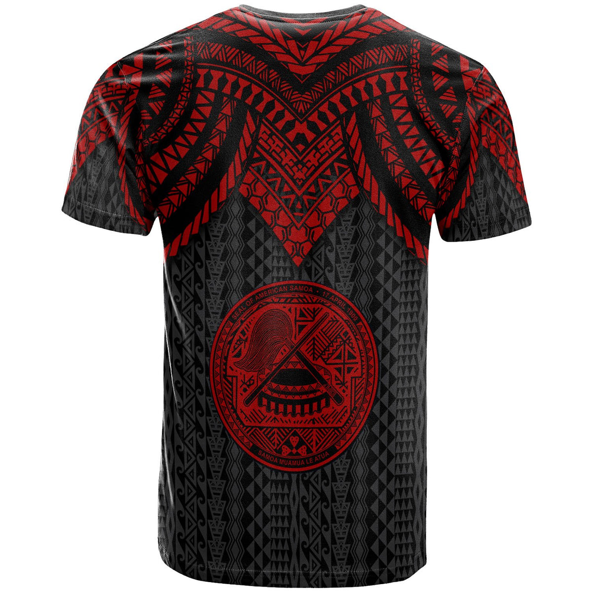 American Samoa T Shirt Polynesian Armor Style Red - Polynesian Pride
