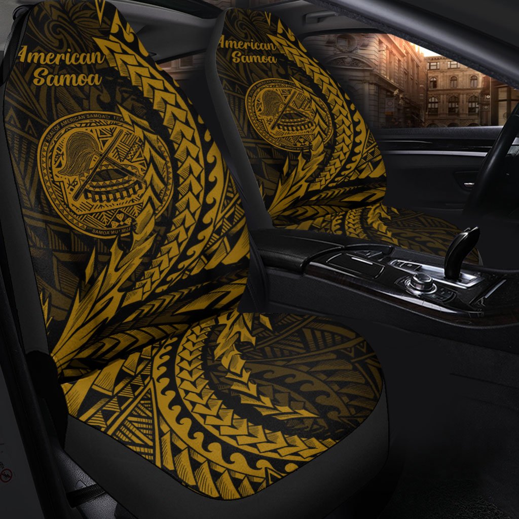 American Samoa Car Seat Cover - Wings Style Universal Fit Black - Polynesian Pride