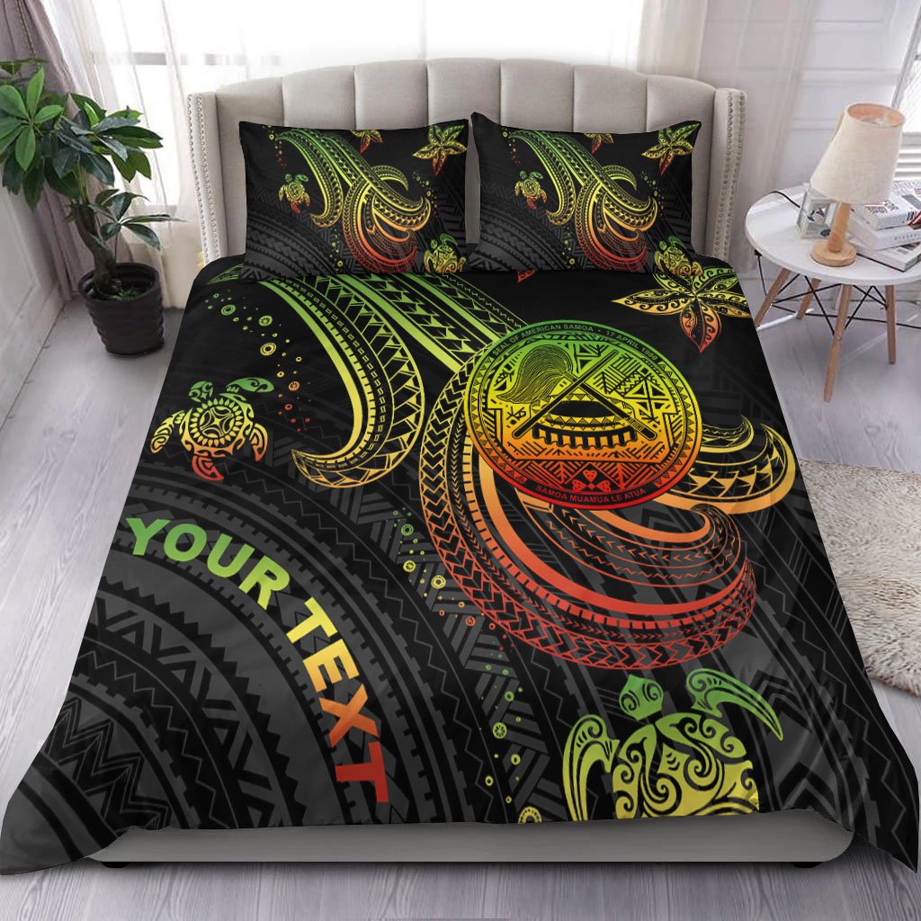 American Samoa Custom Personalised Bedding Set - Reggae Turtle Reggae - Polynesian Pride