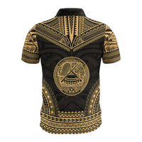 American Samoa Custom Polo Shirt Amerika Samoa Seal Polynesian Chief Tattoo Gold Version - Polynesian Pride