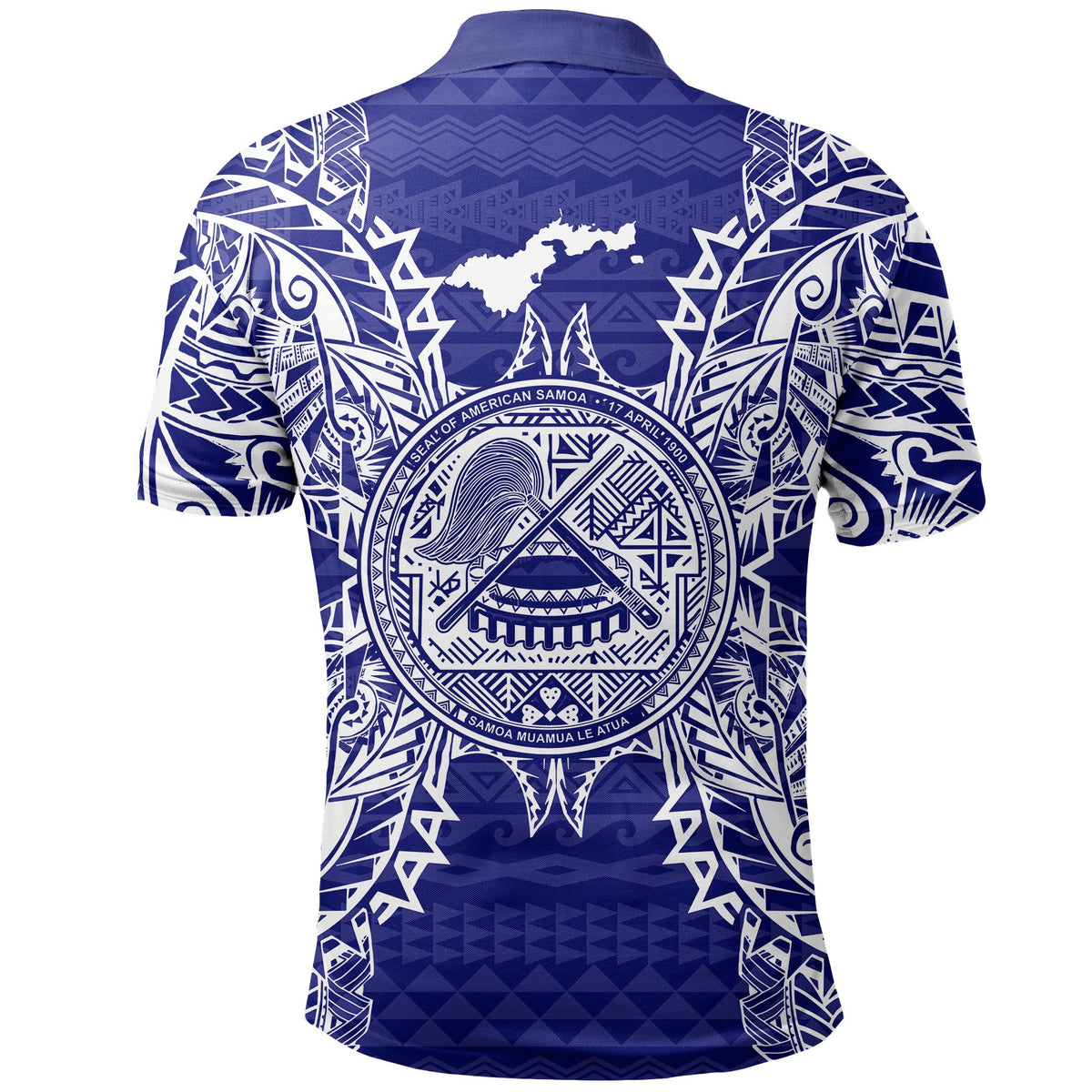 American Samoa Polo Shirt Amerika Samoa Coat Of Arms Map Polynesian Tattoo Blue - Polynesian Pride