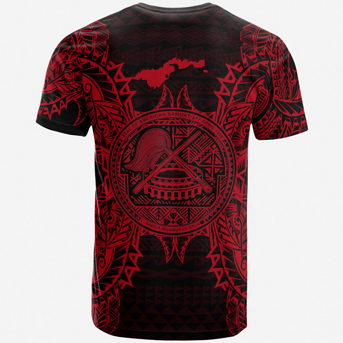 American Samoa T Shirt American Samoan Seal Map Polynesian Tattoo Red - Polynesian Pride