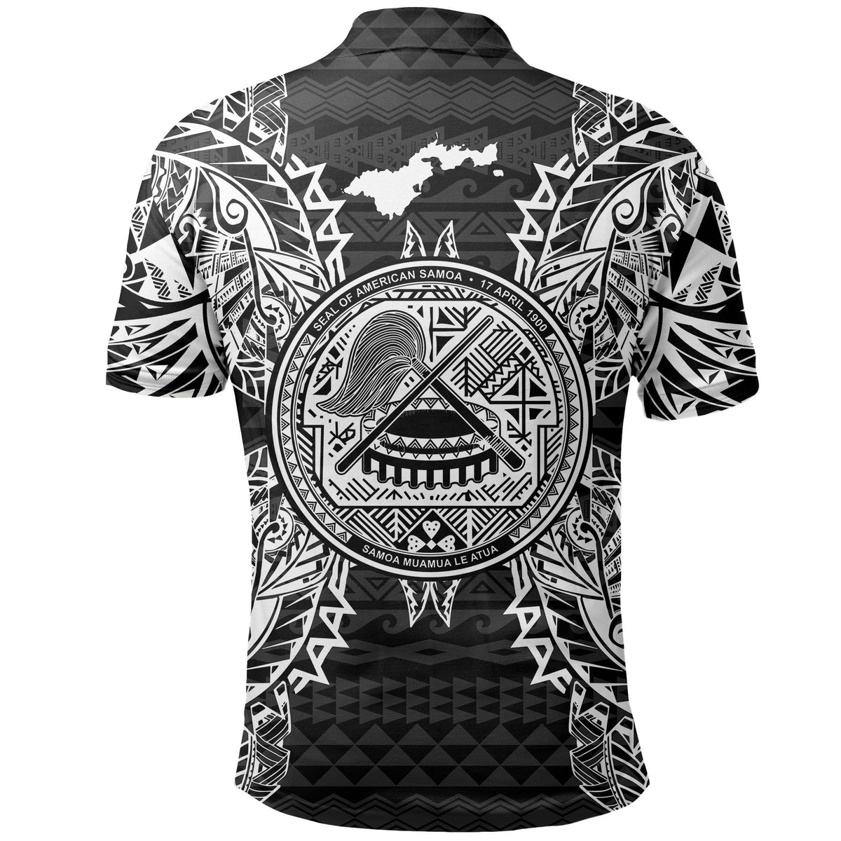 American Samoa Polo Shirt Amerika Samoa Coat Of Arms Map Polynesian Tattoo Black - Polynesian Pride