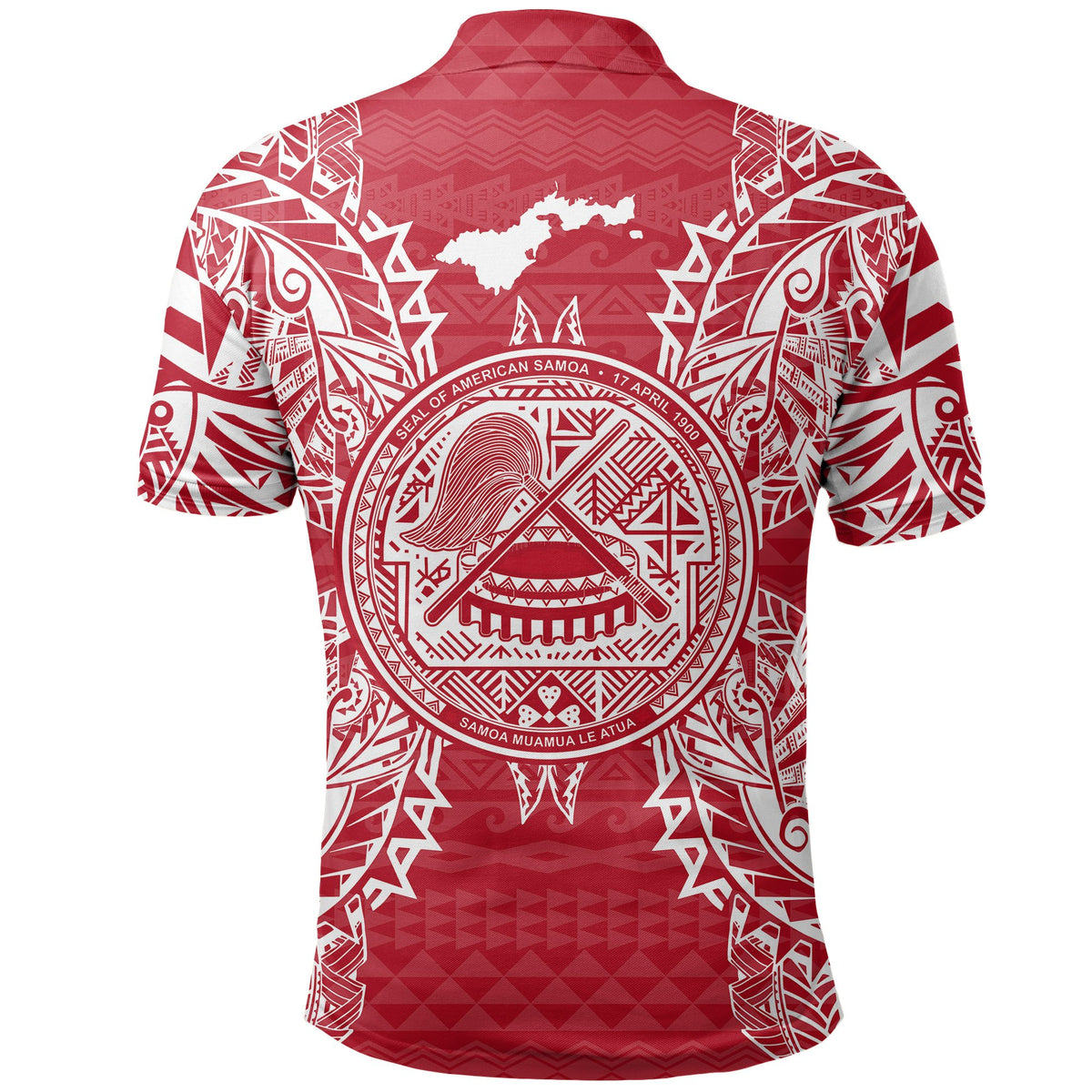 American Samoa Polo Shirt Amerika Samoa Coat Of Arms Map Polynesian Tattoo Red White - Polynesian Pride