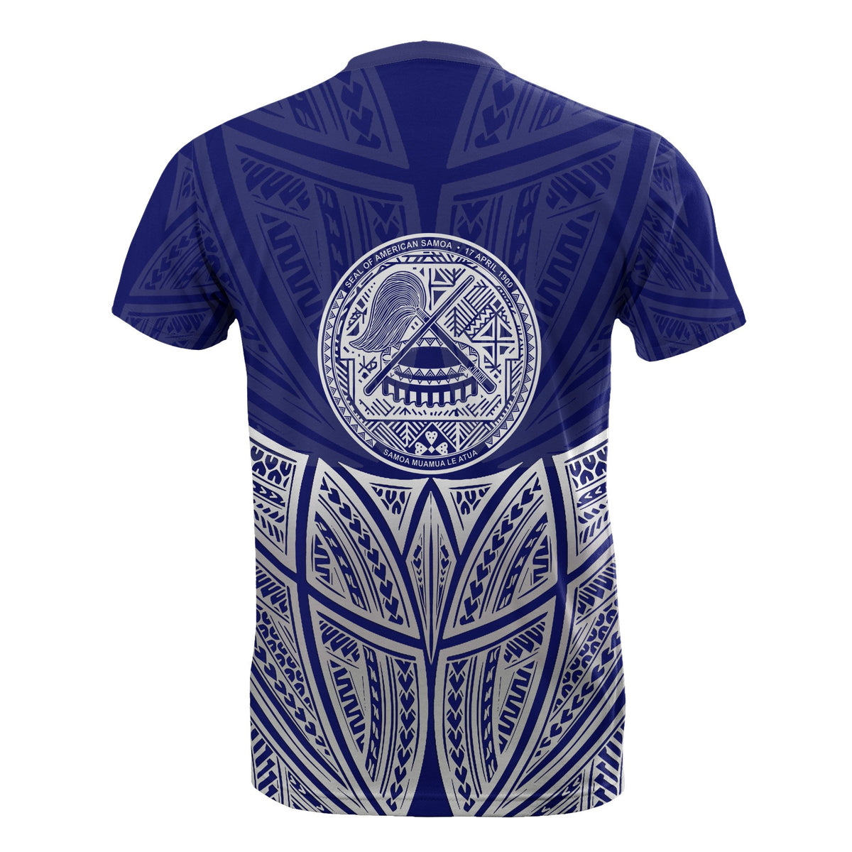 American Samoa Polynesian T Shirt Blue Pride Map and Seal - Polynesian Pride