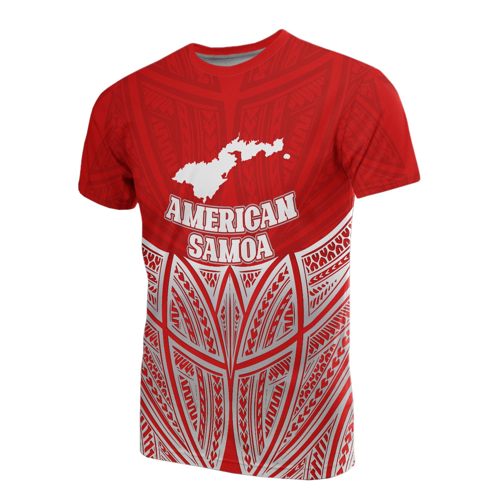 American Samoa Polynesian T Shirt Red Pride Map and Seal Unisex Red - Polynesian Pride