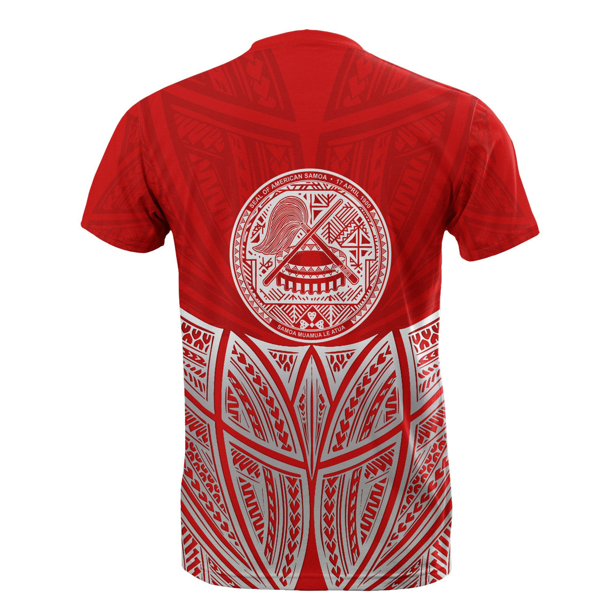 American Samoa Polynesian T Shirt Red Pride Map and Seal - Polynesian Pride