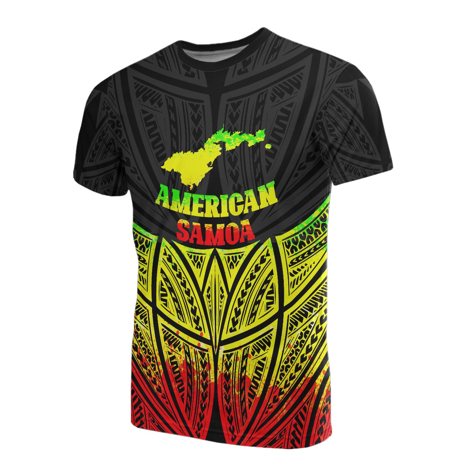 American Samoa Polynesian T Shirt Reggae Pride Map and Seal Unisex Reggae - Polynesian Pride