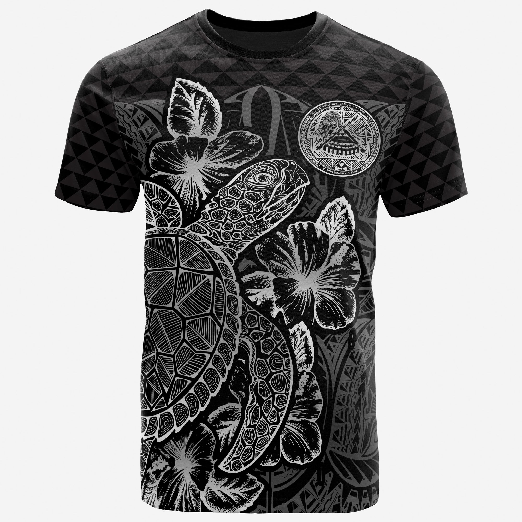 American Samoa T Shirt American Samoan Turtle Hibiscus Black Unisex Black - Polynesian Pride