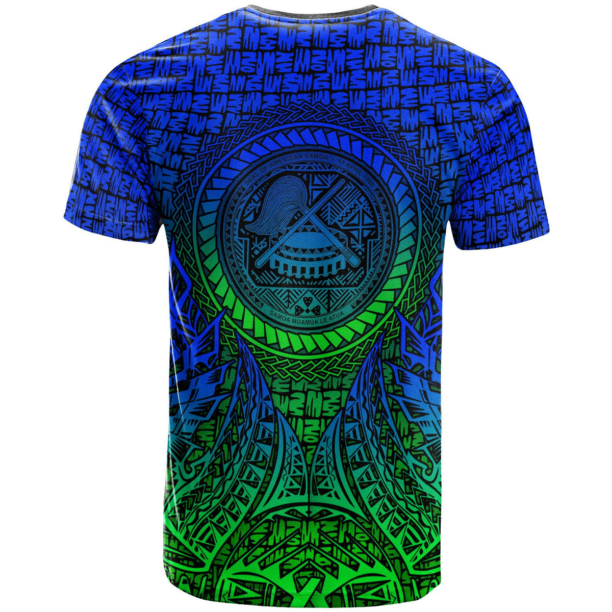 American Samoa T Shirt Circle Pattern Blue - Polynesian Pride