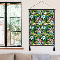 Animals And Tropical Flowers Hanging Poster - AH Hanging Poster 50 x 75 cm Cotton And Linen - Polynesian Pride