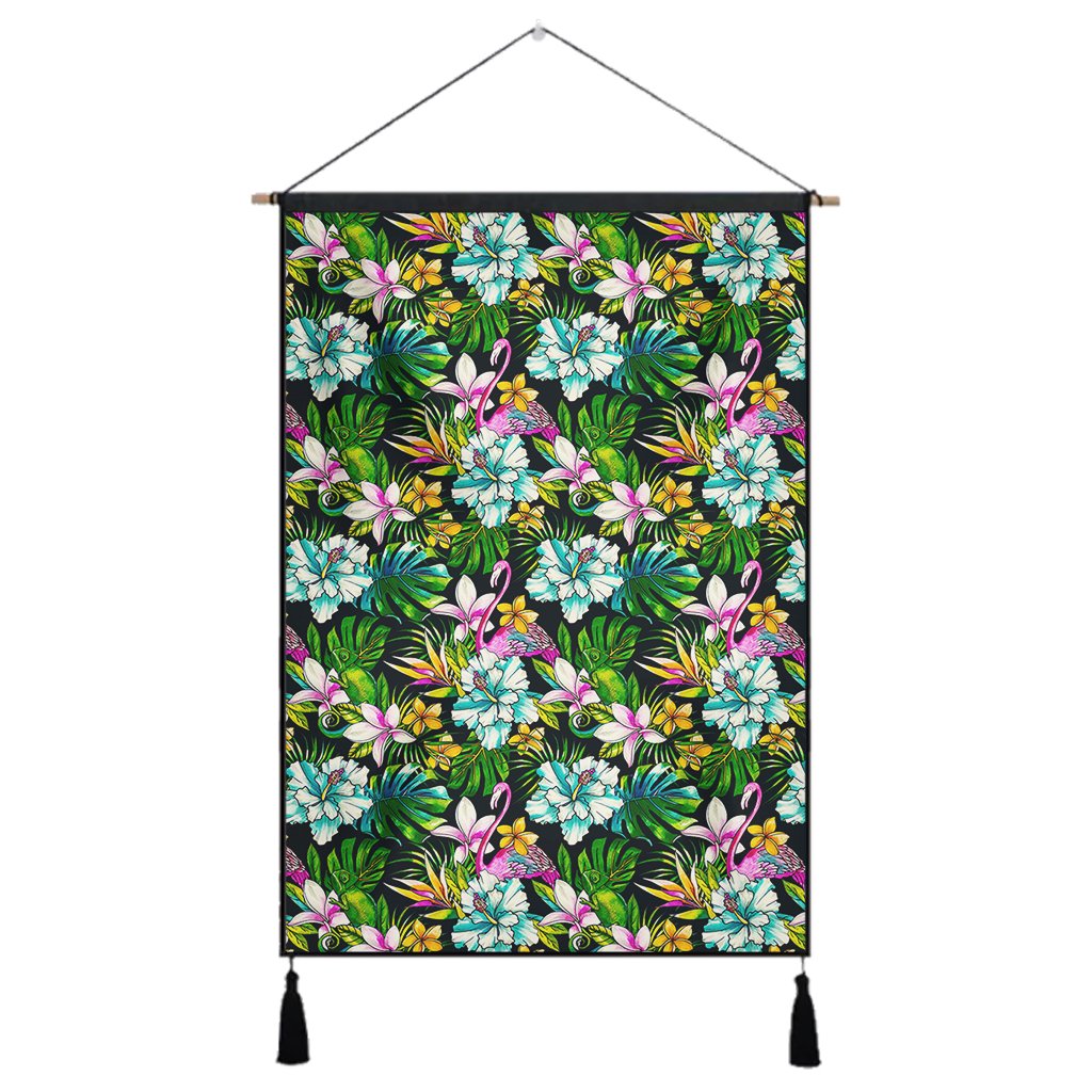 Animals And Tropical Flowers Hanging Poster - AH Hanging Poster 43 x 65 cm Cotton And Linen - Polynesian Pride