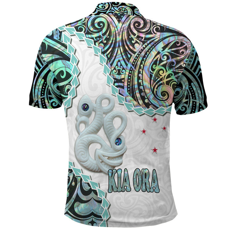New Zealand Maori Polo Shirt Aotearoa Manaia Basic Paua Shell Kia Ora LT9 - Polynesian Pride