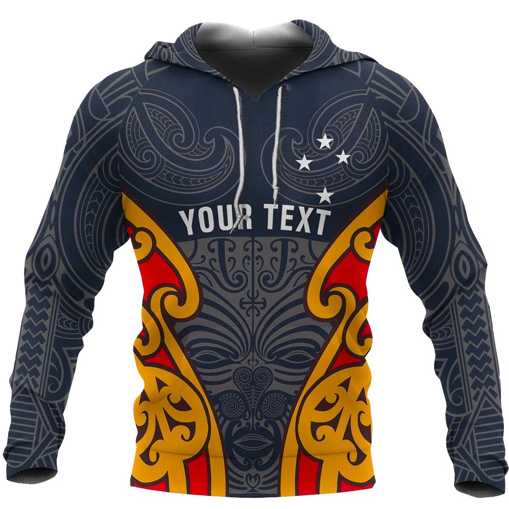 Aotearoa Hoodie Maori Moko Custom Version Unisex Black - Polynesian Pride