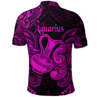 Aquarius Zodiac Polynesian Polo Shirt Unique Style Pink LT8 - Polynesian Pride