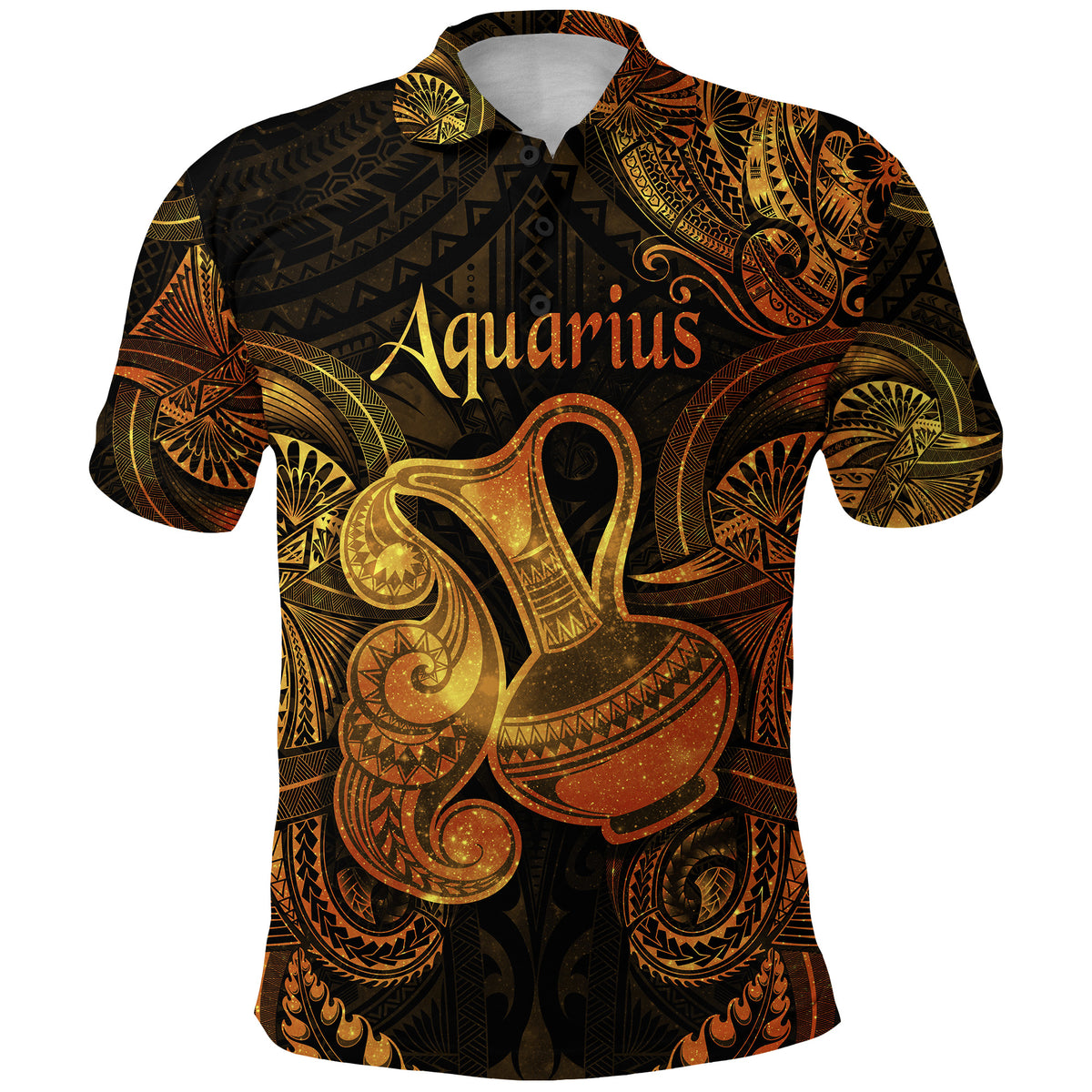 Aquarius Zodiac Polynesian Polo Shirt Unique Style Gold LT8 - Polynesian Pride