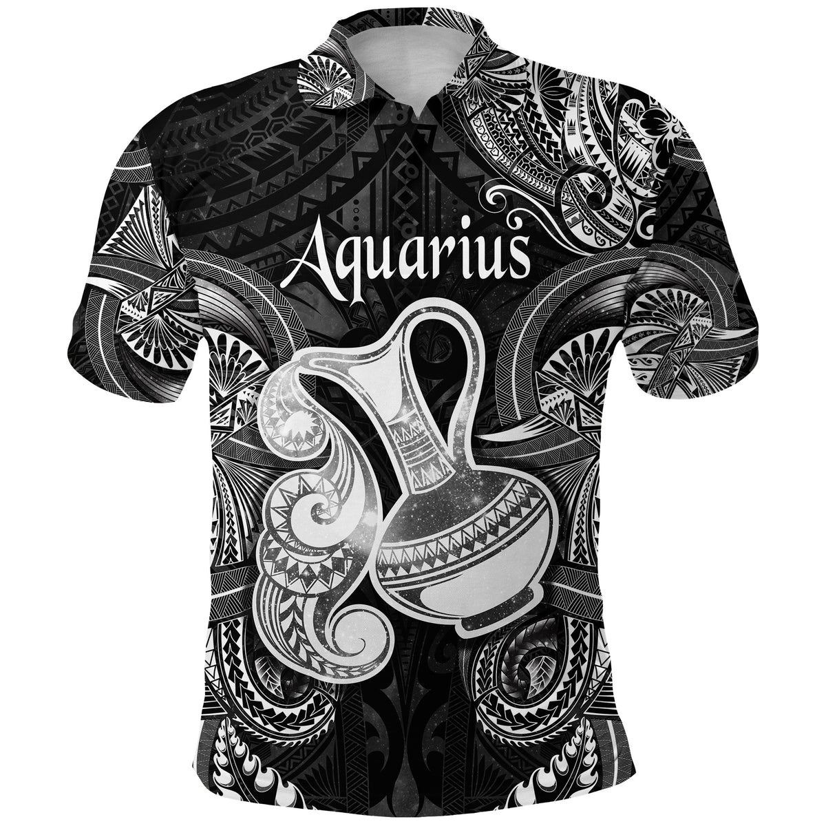 Aquarius Zodiac Polynesian Polo Shirt Unique Style Black LT8 - Polynesian Pride