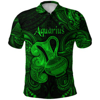 Aquarius Zodiac Polynesian Polo Shirt Unique Style Green LT8 - Polynesian Pride