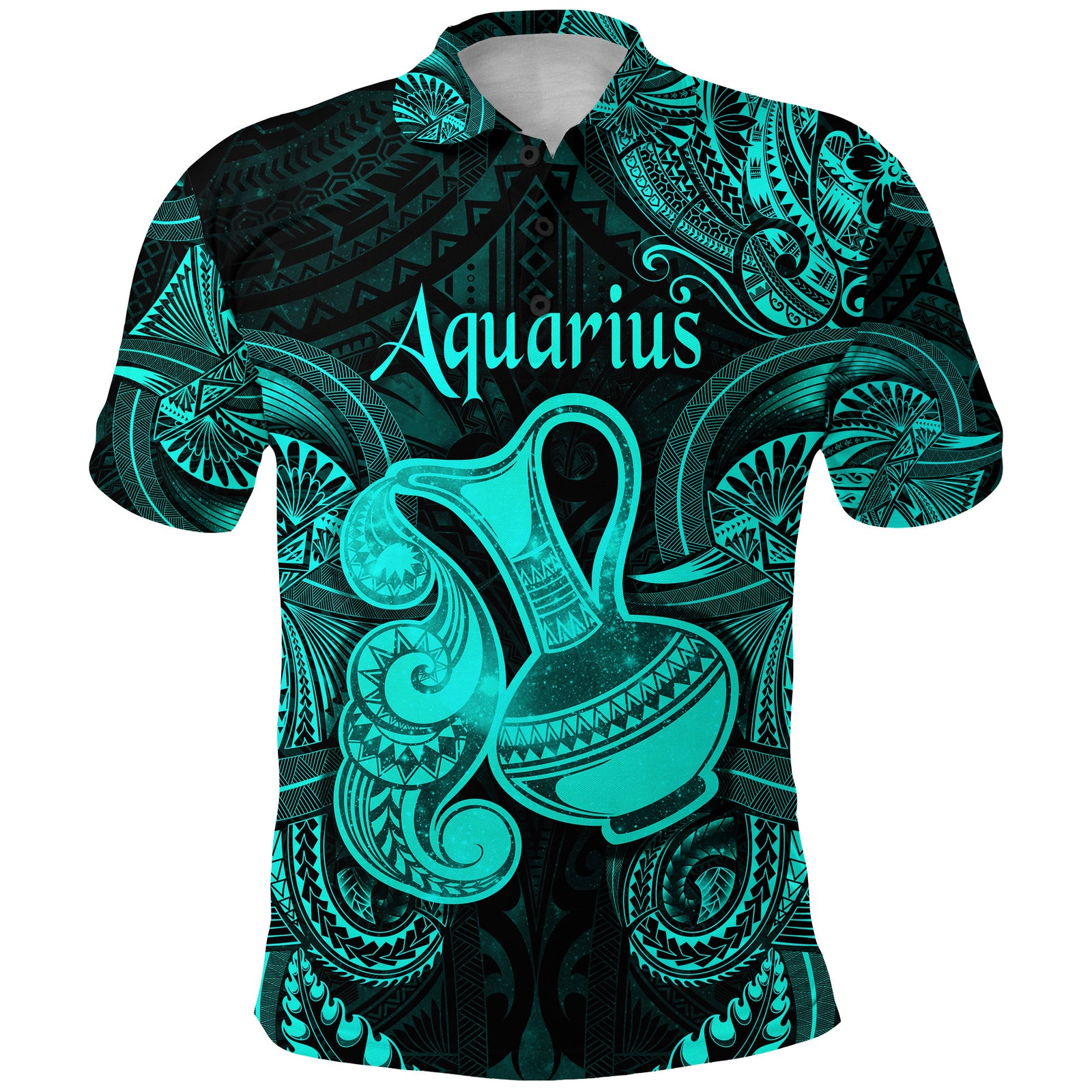Aquarius Zodiac Polynesian Polo Shirt Unique Style Turquoise LT8 - Polynesian Pride
