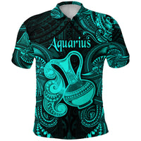 Aquarius Zodiac Polynesian Polo Shirt Unique Style Turquoise LT8 - Polynesian Pride