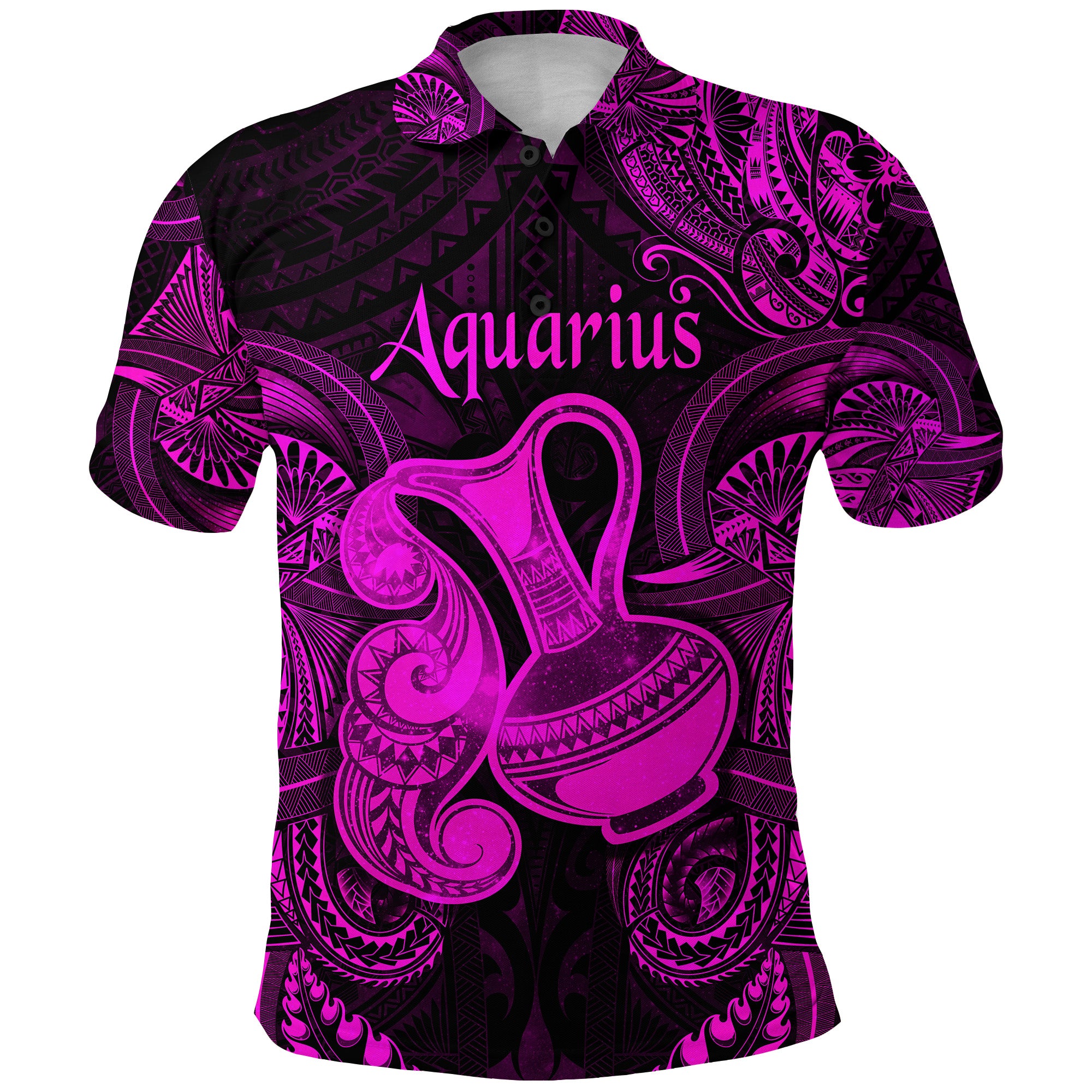 Aquarius Zodiac Polynesian Polo Shirt Unique Style Pink LT8 - Polynesian Pride