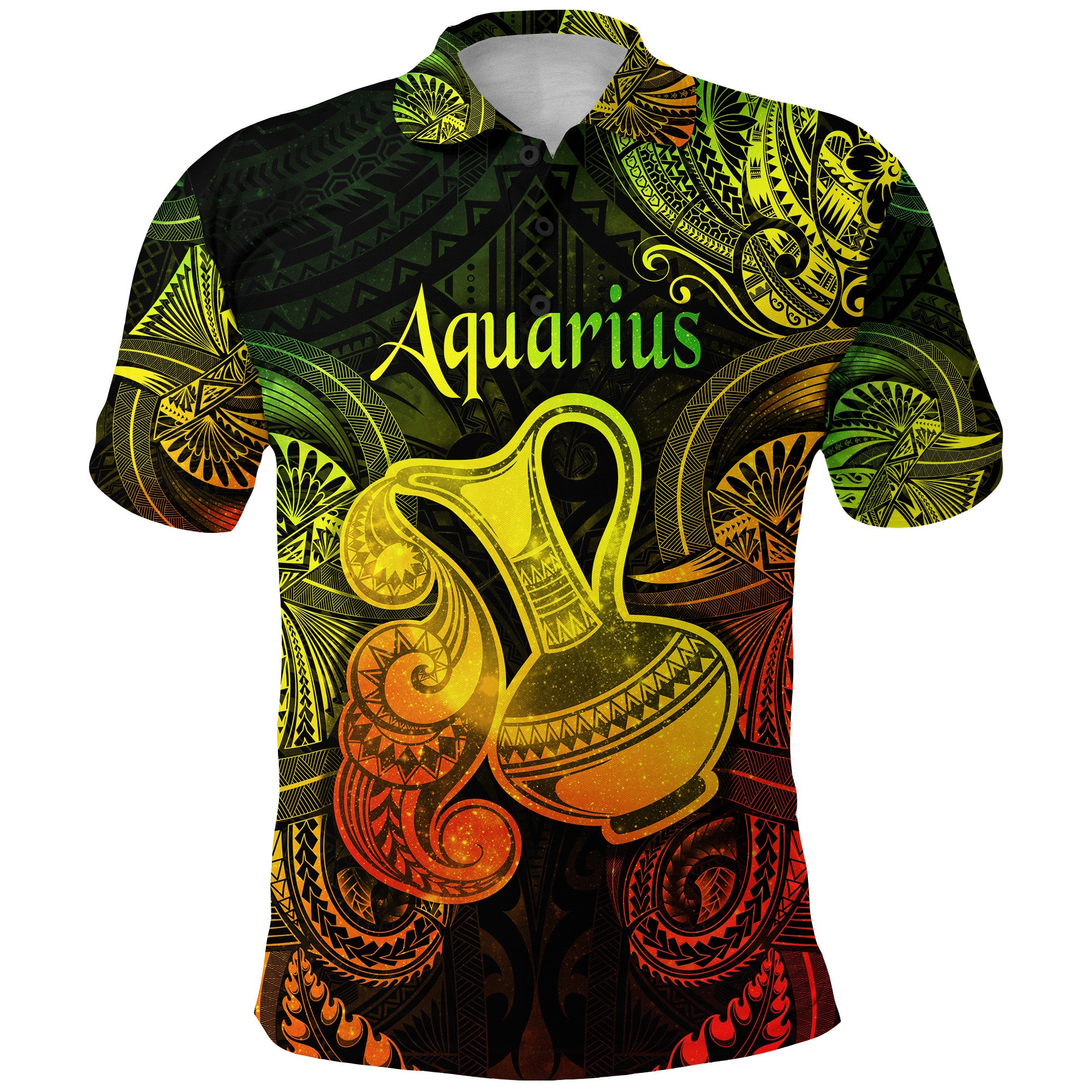 Aquarius Zodiac Polynesian Polo Shirt Unique Style Reggae LT8 - Polynesian Pride