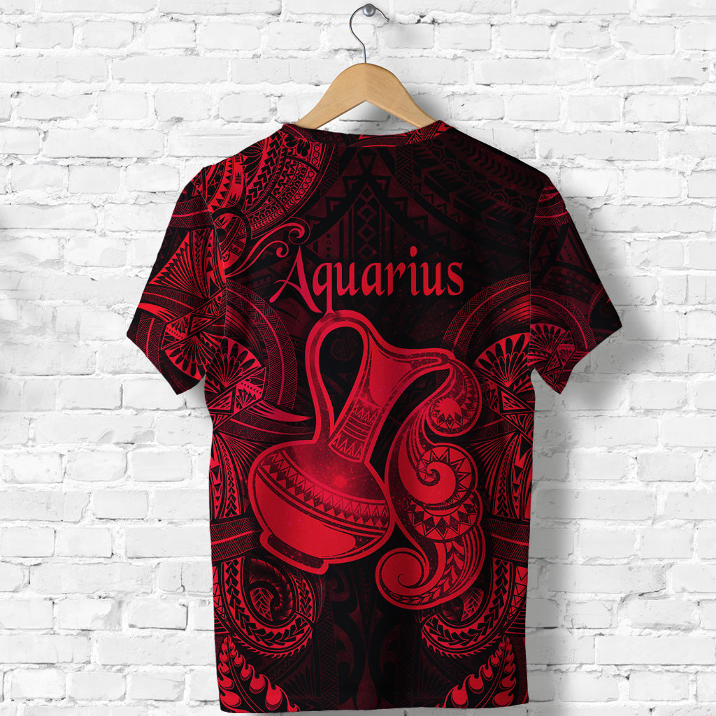 Aquarius Zodiac Polynesian T Shirt Unique Style Red LT8 - Polynesian Pride