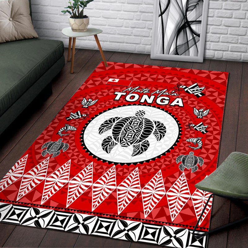 Mate Ma'a Tonga Ngatu Fonu Rugby Area Rug LT6 - Polynesian Pride