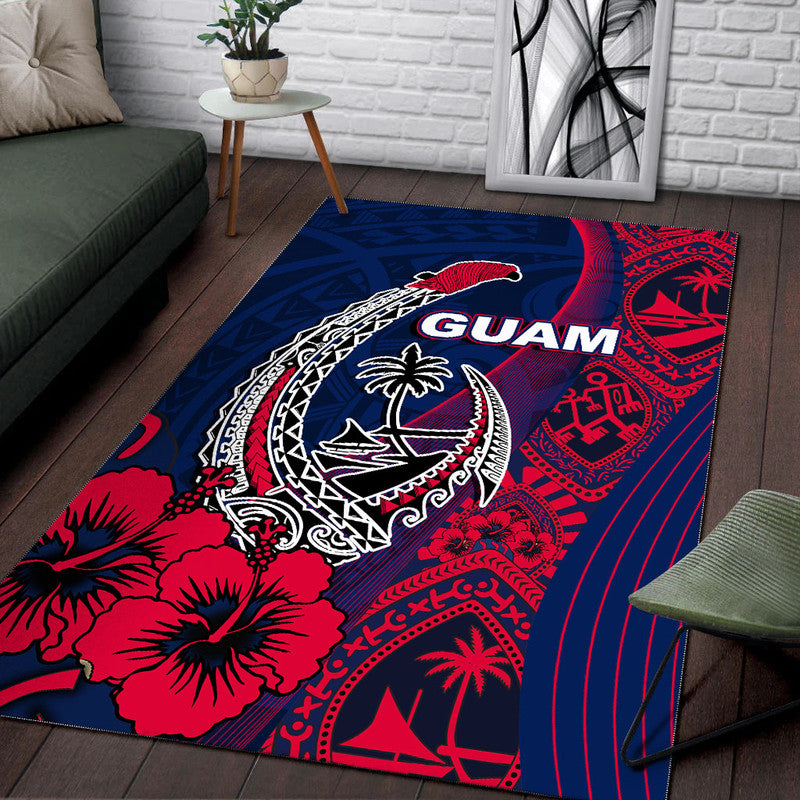 Guam Fish Hook Area Rug Flag Color Style LT6 - Polynesian Pride