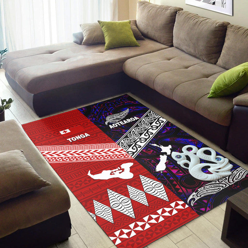New Zealand And Tonga Area Rug Together - Purple LT8 - Polynesian Pride