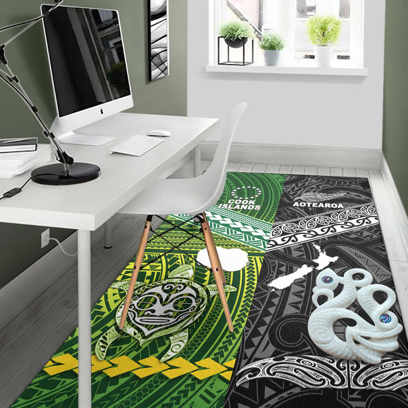 New Zealand And Cook Islands Area Rug Together - Black LT8 - Polynesian Pride