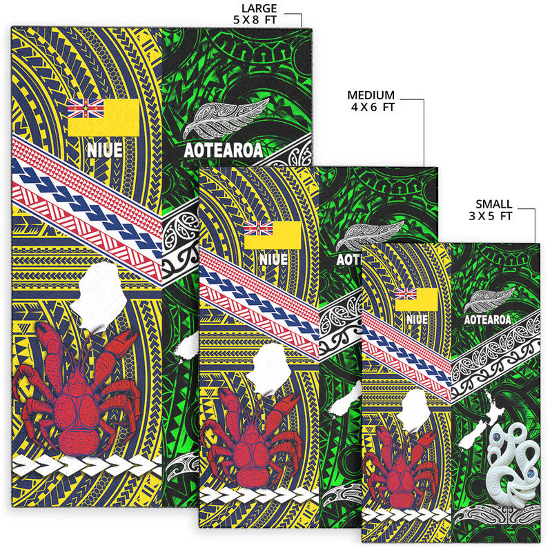 New Zealand And Niue Area Rug Together - Green LT8 - Polynesian Pride