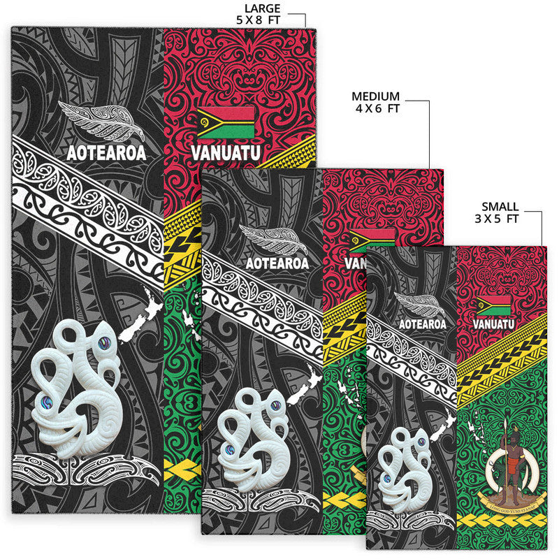 New Zealand And Vanuatu Area Rug Together - Black LT8 - Polynesian Pride